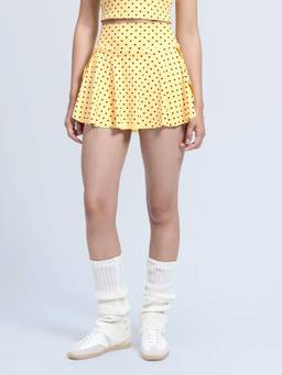 Cava Athleisure - Butter Yellow Polka Swirl Tennis Skorts