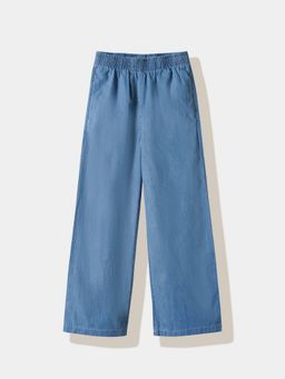 R&B - Blue Plain Wide Jeans