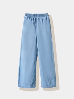 R&B - Blue Plain Wide Pull on Jeans