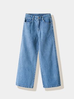 R&B - Blue Plain Wide Girls Jeans