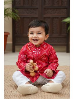 Lagorii - Red Printed Kurta And Dhoti