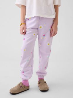 GAP - Kids Purple Floral Print Loose Fit Joggers