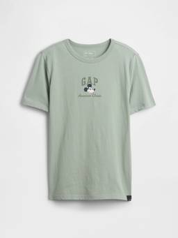 GAP - Boys Green Mickey Mouse Character Print Relaxed Crew Neck T-shirt
