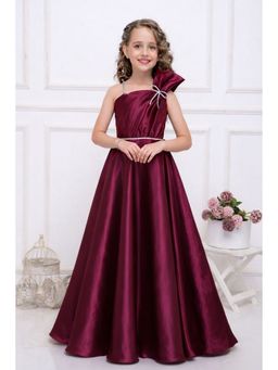 Lagorii - Wine One-Shoulder Embellished Party Gown