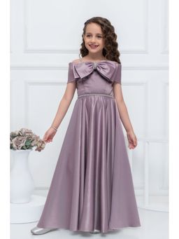 Lagorii - Mauve Embellished Bow Party Girls Gown