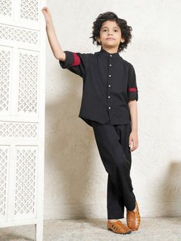 Bugandbees - Black Cotton Flex Boys Co-Ord Set