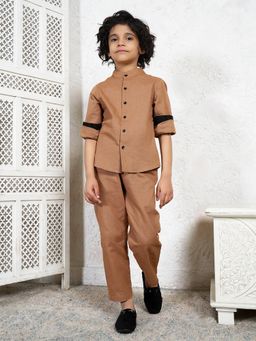 Bugandbees - Beige Cotton Flex Boys Co-Ord Set