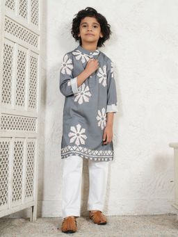Bugandbees - Floral Motif Boys Kurta