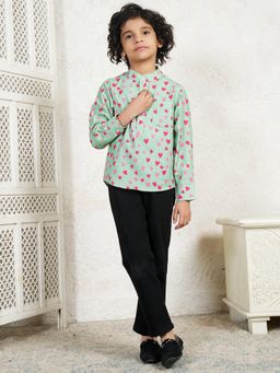 Bugandbees - Heart Print Boys Kurta