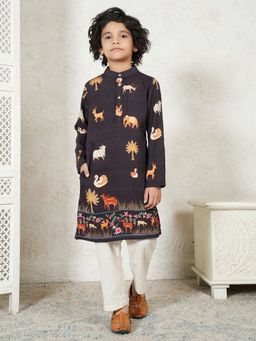 Bugandbees - Animal Print Boys Kurta