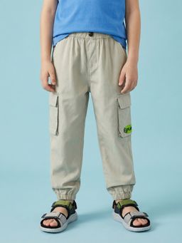 Nautinati - Boys Pure Cotton Woven Solid Cargo Joggers