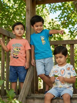 Nautinati - Boys Summer Graphic and All-over Print Crew Neck T-shirts (Pack of 3)