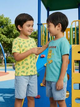 Nautinati - Boys Pure Cotton Gaming Print Crew Neck T-shirts (Pack of 2)