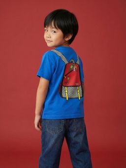 Nautinati - Boys Pure Cotton Front and Back Racing Print Oversized Crew Neck T-shirt