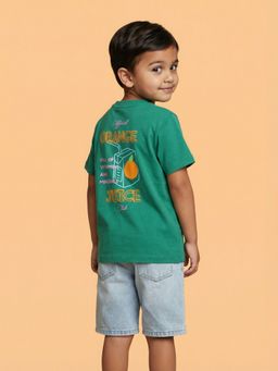 Nautinati - Boys Pure Cotton Front and Back Puff Print Oversized Crew Neck T-shirt