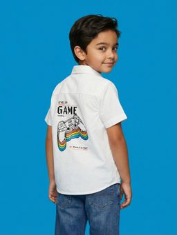 Nautinati - Boys Pure Cotton Woven Gaming Graphic Print Shirt