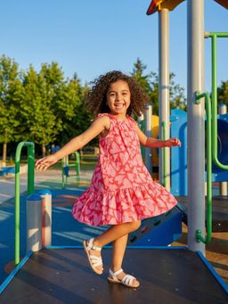 Nautinati - Girls Valentines Day Theme All-over Heart Print A-line Drop Waist Dress