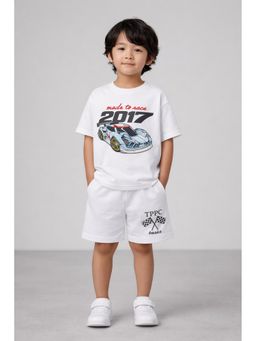 THE PONY & PEONY CO. - White Over Sized White Car Co-Ord Set