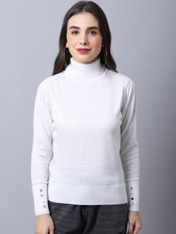 Cantabil - Women White Textured Casual Sweater