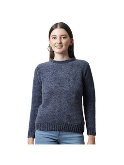Cantabil - Women Blue Textured Casual Sweater