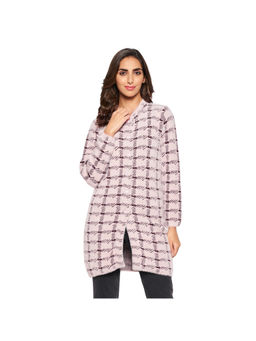 Cantabil - Women Pink Checks Print Casual Cardigan