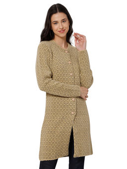 Cantabil - Women Khaki Printed Casual Cardigan