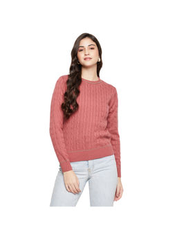 Cantabil - Women Pink Self Design Casual Sweater
