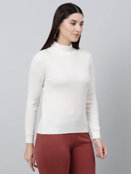 Cantabil - Women Off White Textured Casual Sweater