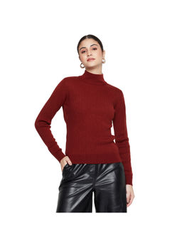 Cantabil - Women Maroon Textured Casual Sweater