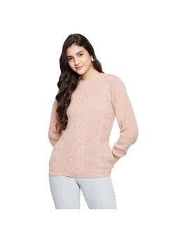 Cantabil - Women Pink Self Design Casual Sweater