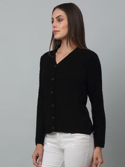 Cantabil - Women Black Textured Casual Cardigan