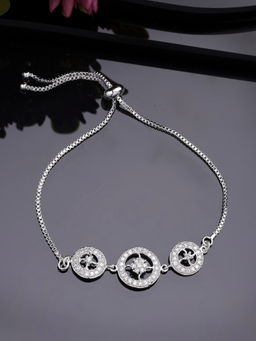 Estele - CZ Floral Adjustable Bracelet – Opulent Rhodium Jewelry for Celebration