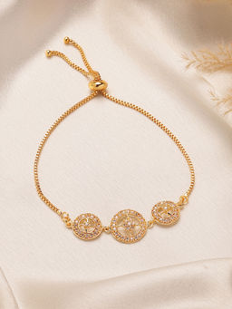 Estele - CZ Floral Adjustable Bracelet– Charming Gold Finish Jewelry for Festive