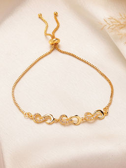 Estele - AD Infinity Link Adjustable Bracelet – Chic Gold Finish Jewelry for Party