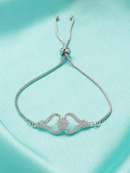 Estele - CZ Adjustable Bracelet – Dazzling Rhodium Jewelry for Cocktail Party