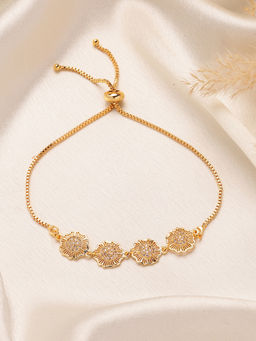 Estele - Gold Finish AD Floral Adjustable Bracelet – Radiant Jewelry for Occasions