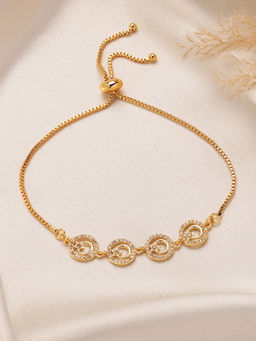 Estele - Gold Finish CZ Crescent & Star Adjustable Bracelet – Evening Chic Jewelry