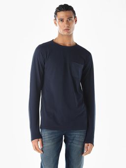 Jack & Jones - Men Regular Fit Navy Blue T-Shirt