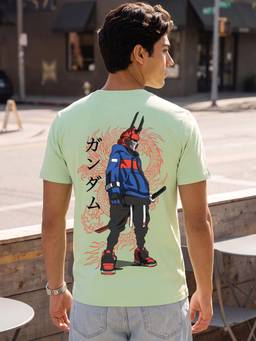 Bewakoof - Men's Green Cyber Samurai Graphic Printed T-shirt