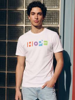 Bewakoof - Men's White Pop Hope Typography T-shirt
