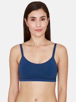 Zivame - Coucou by Zivame Essentials Double Layered Non Wired Medium Coverage Slip On Bra - Navy Peony