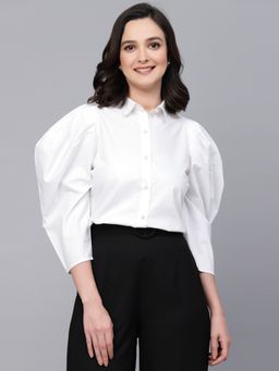 Style Quotient - Women White Solid Regular Formal Shirt