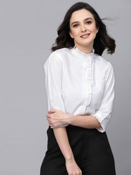 Style Quotient - Women White Solid Regular Formal Shirt