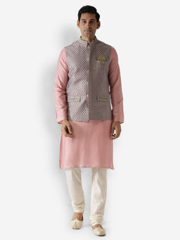 KISAH - Men Grey Kurta Jacket (Set of 3)