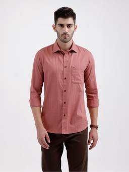 BASICS - Mens Dobby Stripes Pink Full Sleeves Casual Shirt