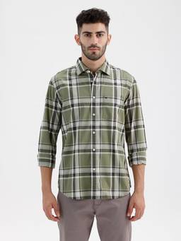 BASICS - Mens Checks Green Full Sleeves Casual Shirt