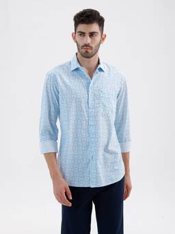BASICS - Mens Floral Blue Full Sleeves Casual Shirt
