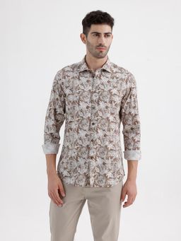 BASICS - Mens Floral Brown Full Sleeves Casual Shirt