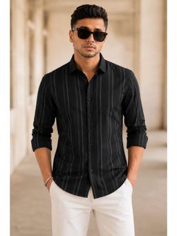 Parcel Yard - Mens Stripes Black Full Sleeves Casual Shirt