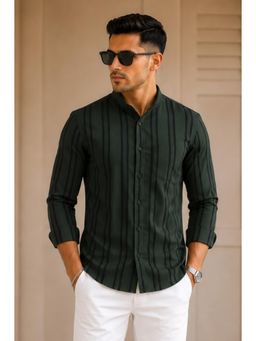 Parcel Yard - Mens Stripes Olive Full Sleeves Casual Shirt